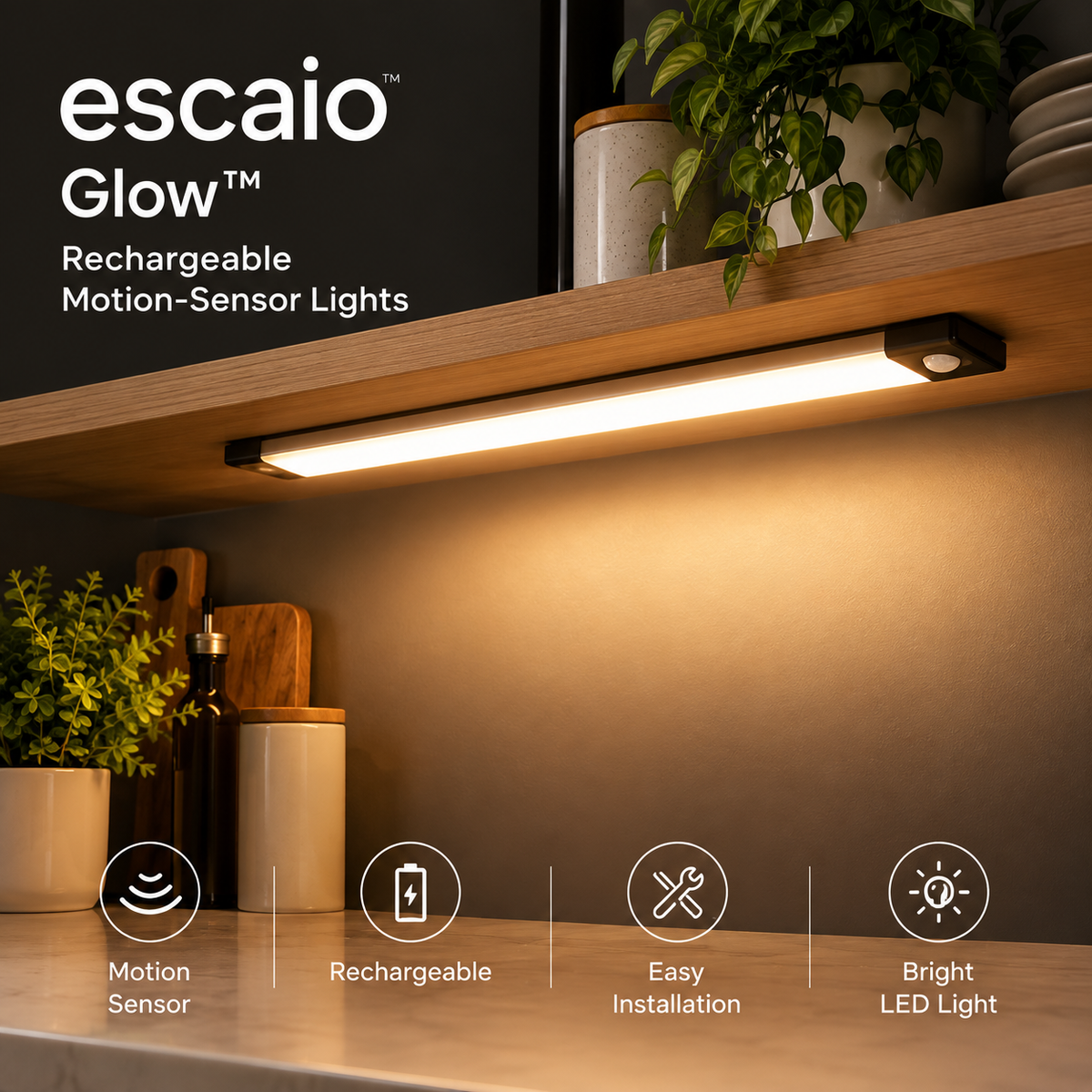 escaio Glow™ — Rechargeable Motion-Sensor Lights